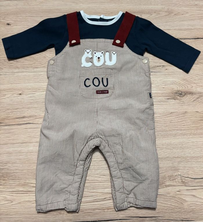 Ensemble Salopette et T-shirt manches longues 3 mois