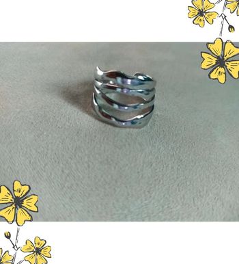 Bague ouverte en acier inoxydable – Finition argentée brillante