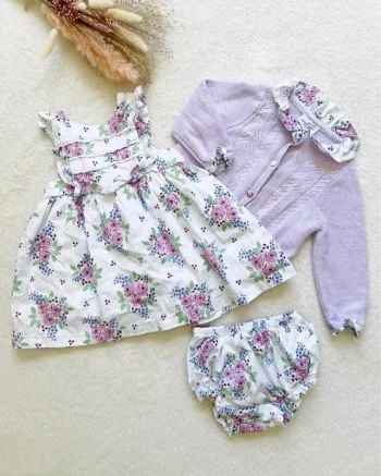 Ensemble cérémonie robe + bloomer + cardigan 6 mois - Sergent Major