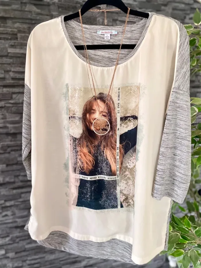 🩶🤍Sublime blouse fluide manches 3/4 M by Maiocci - Taille L🩶🤍 - photo numéro 6