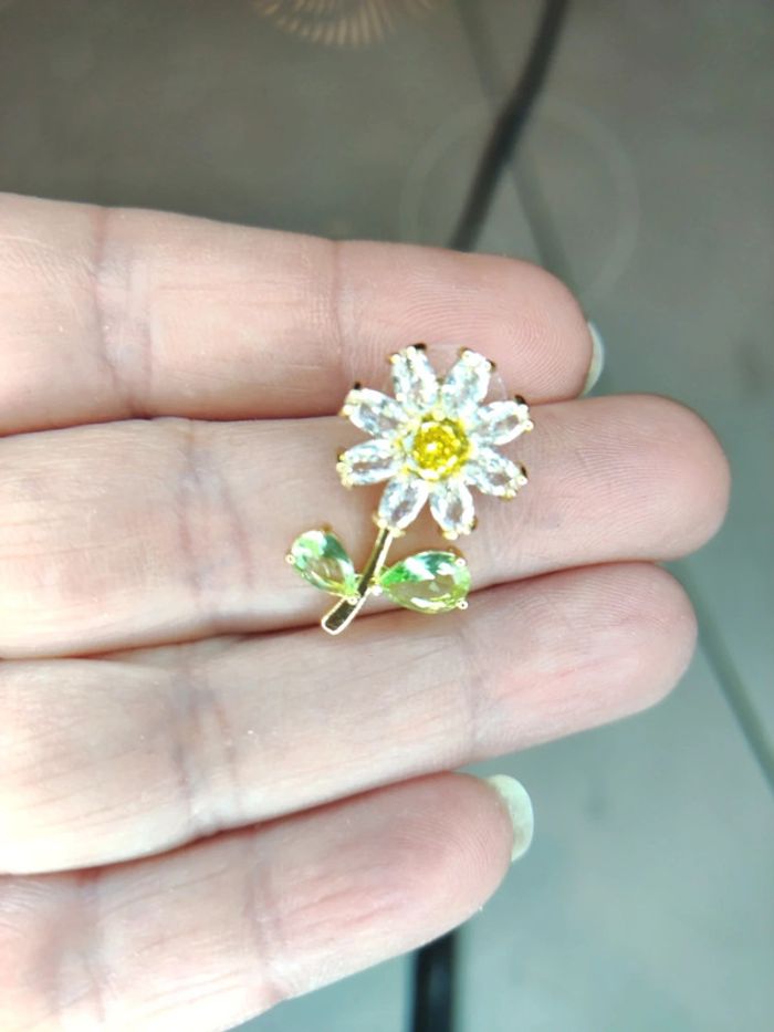 Boucles d'oreilles fleurs strass - photo numéro 4