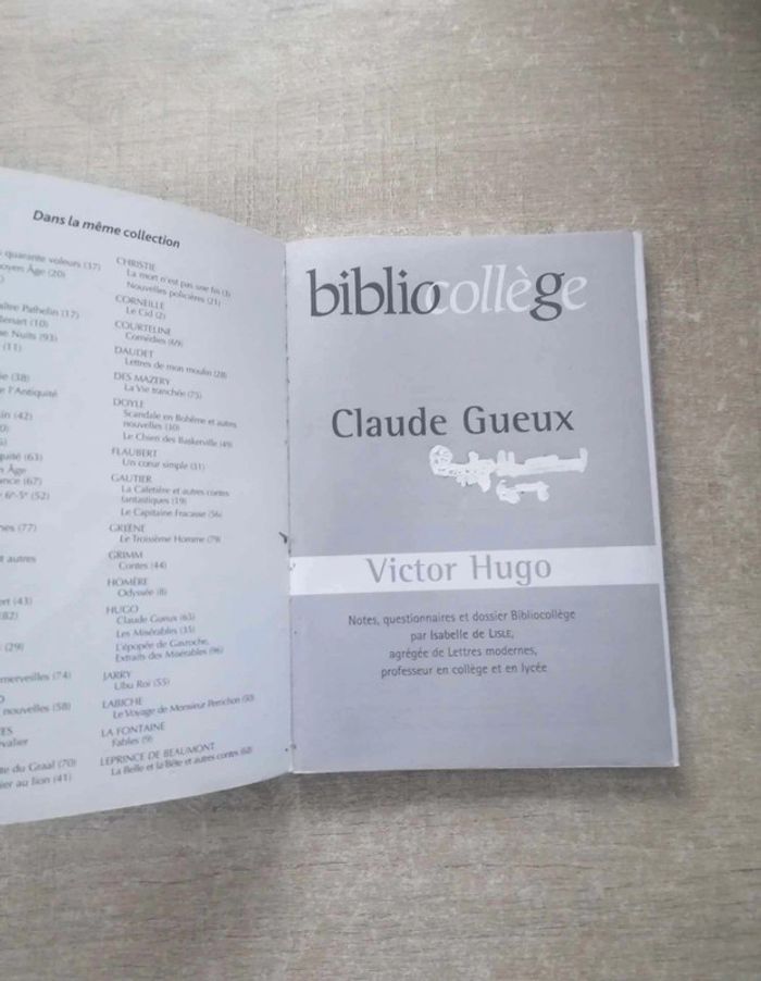 Livre Biblio Collège Claude Gueux Victor Hugo - photo numéro 2