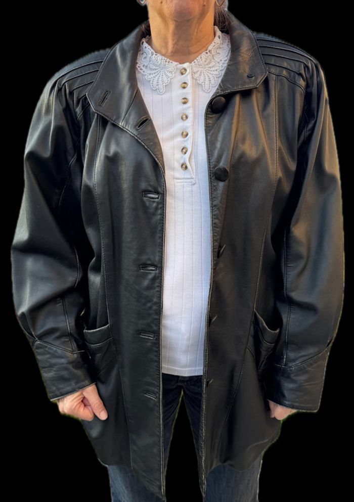 Veste blouson en véritable cuir Noir taille 42