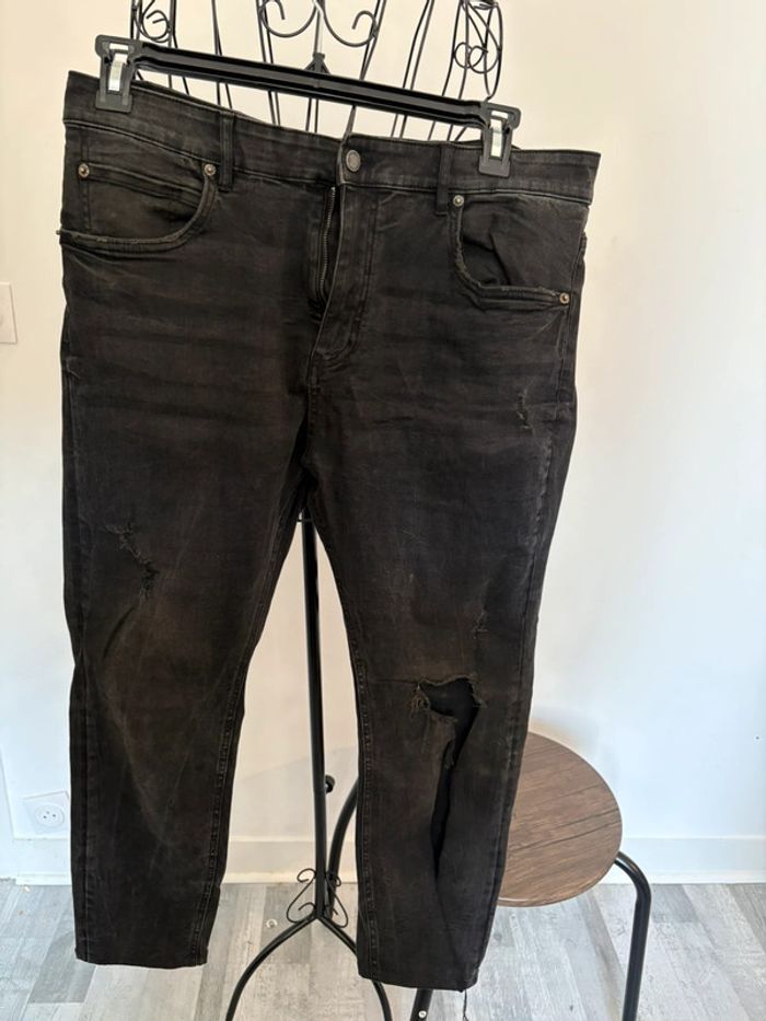 Jeans pull&bear Noir Délavé Taille 46 eur - Style Destroyed