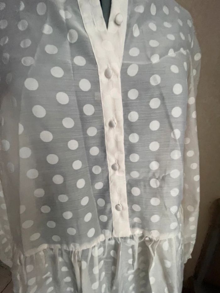 Robe organza écru jacquard à pois neuve t M - photo numéro 5