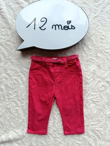 Pantalon style jeans avec ceinture Fille 12 mois Obaïbi