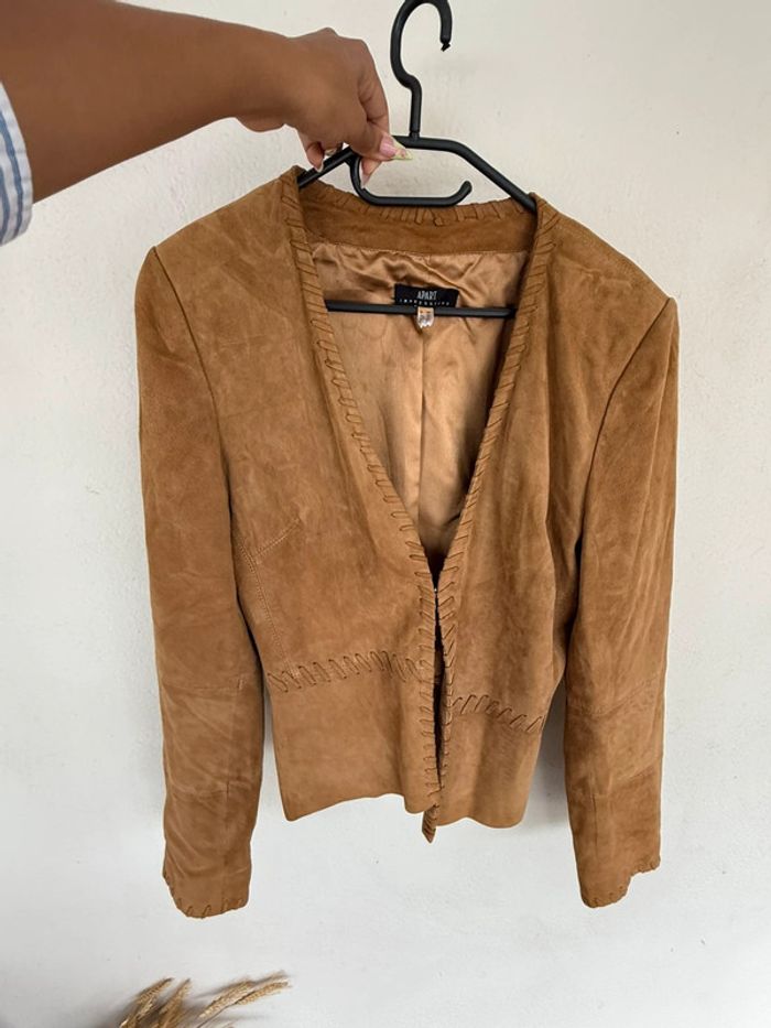 Veste camel marron en cuir