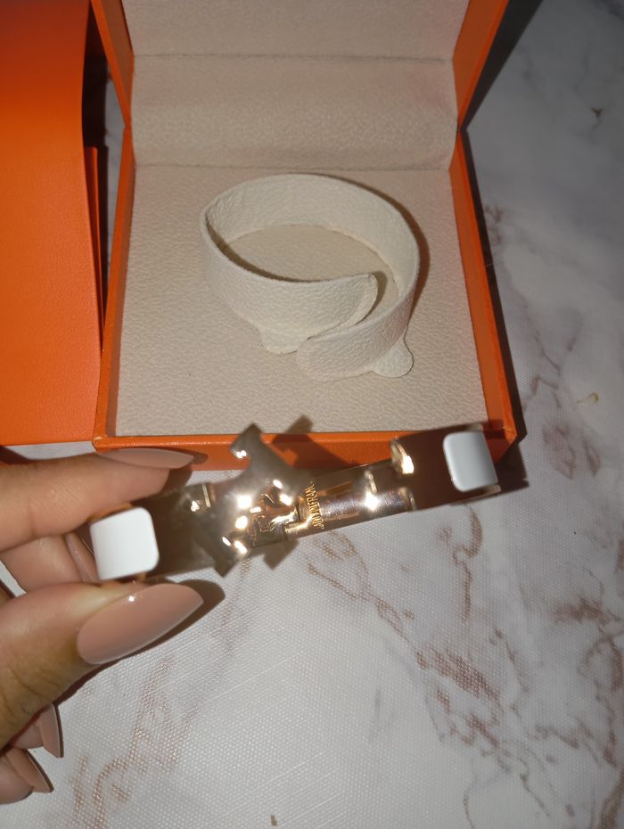 Bracelet Hermès blanc et or  avec boîte neuf - photo numéro 5