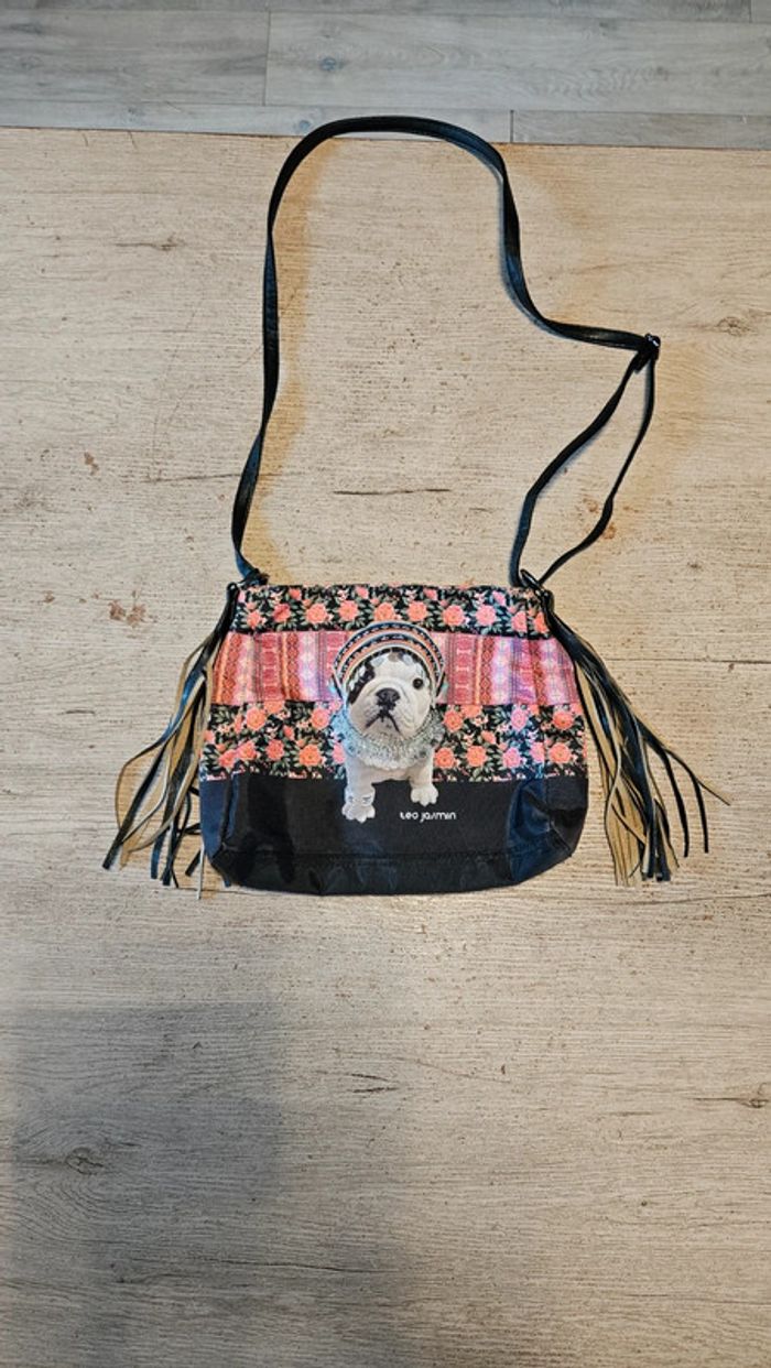 Sac à main en tissus noir et rouge, Teo Jasmin