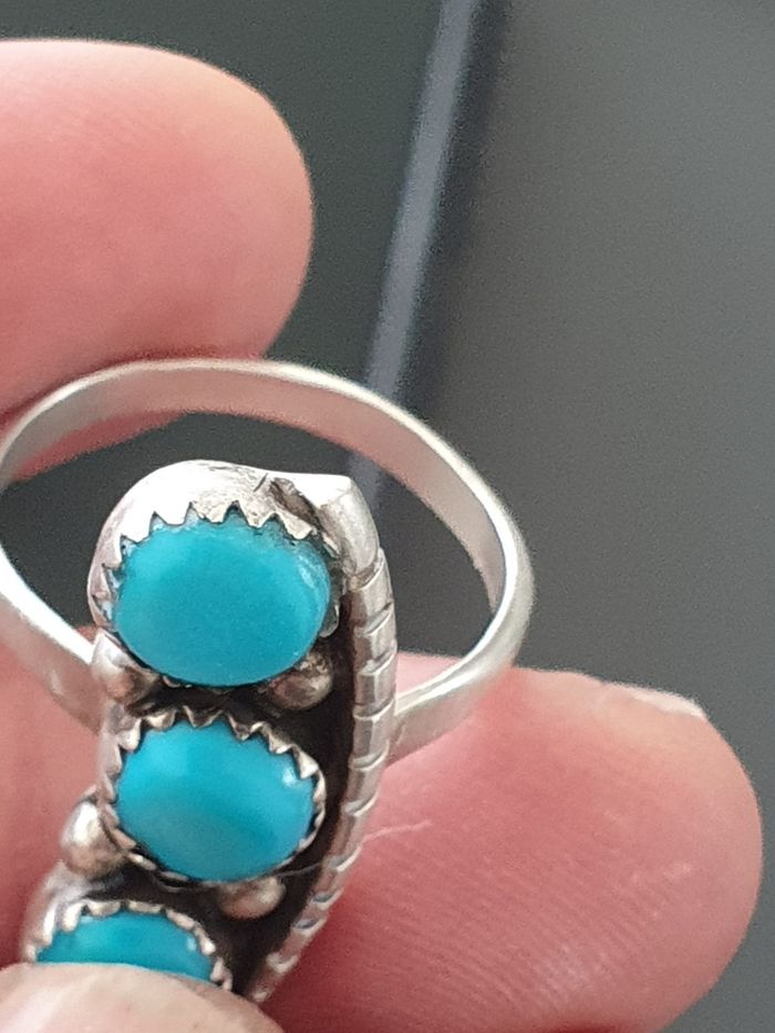 Bague ameridienne native turquoise et argent - photo numéro 5