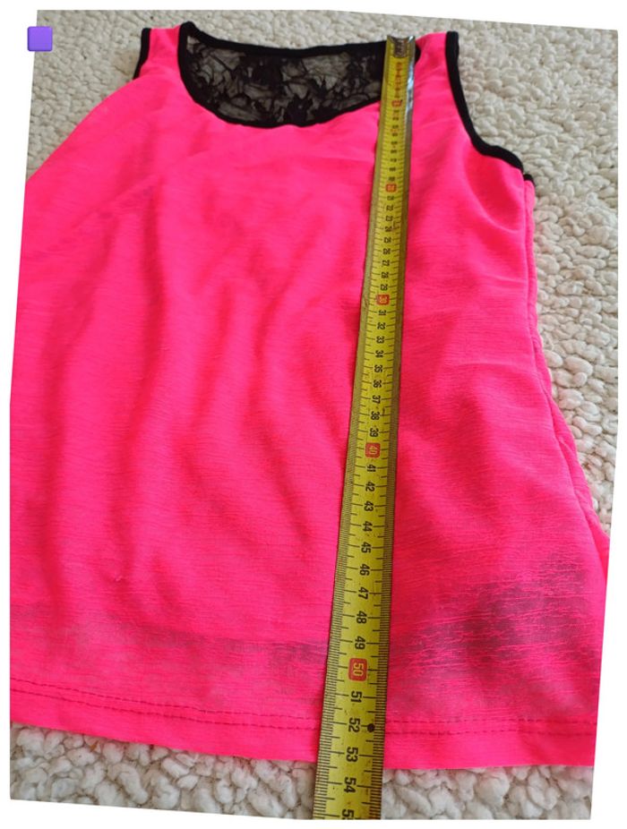 Top rose fluo et noir avec nœud en tulle vintage sexy - photo numéro 5