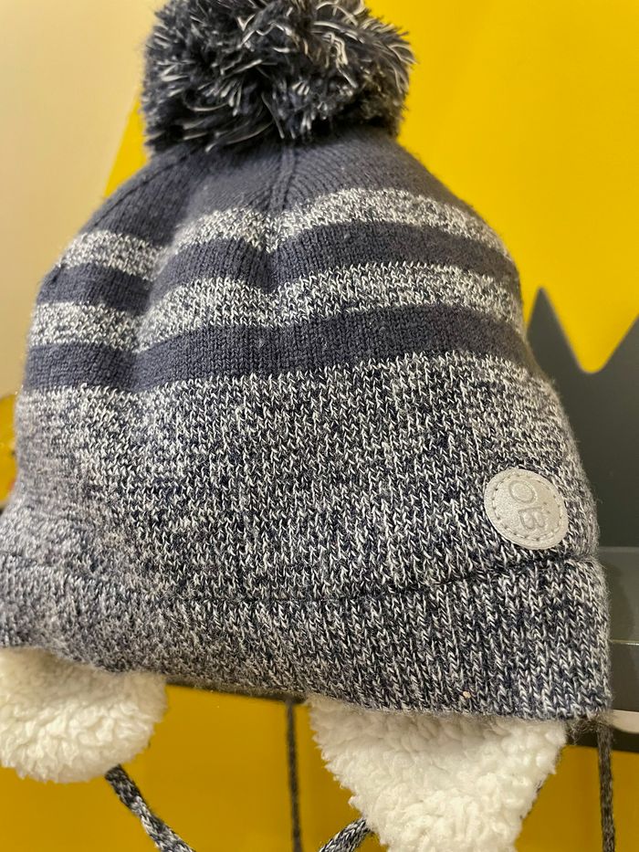 Ensemble bonnet cache-oreilles et moufles doublées Obaïbi 12-24 mois - photo numéro 3