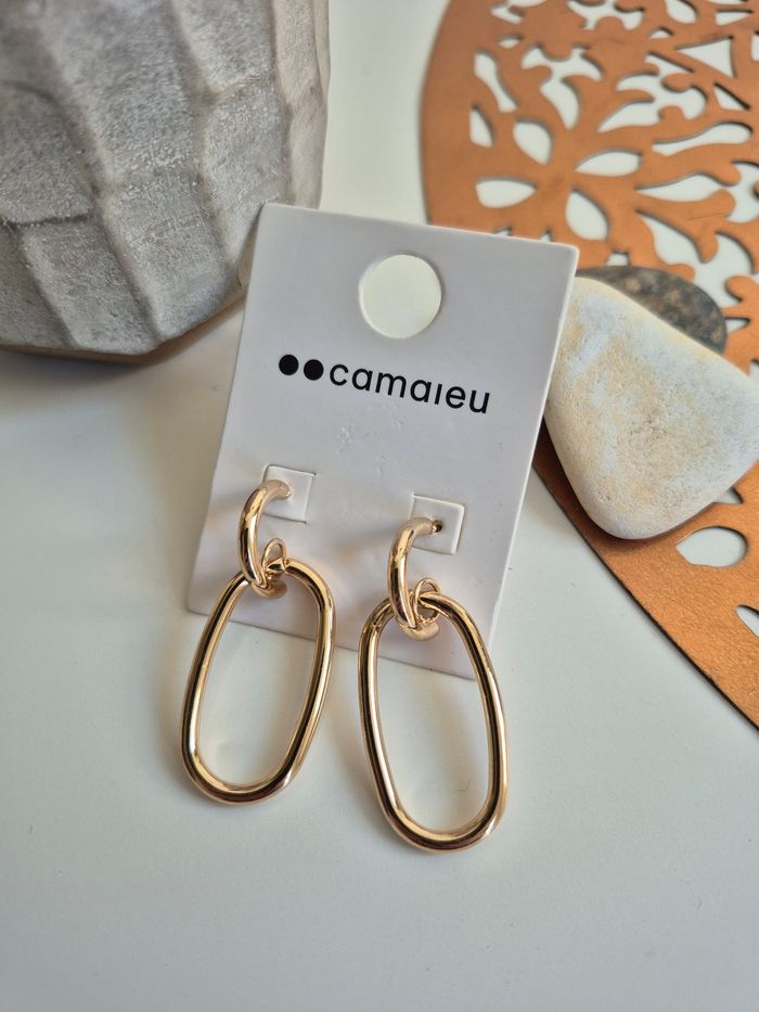 Boucles d’oreilles fantaisies dorées chaîne