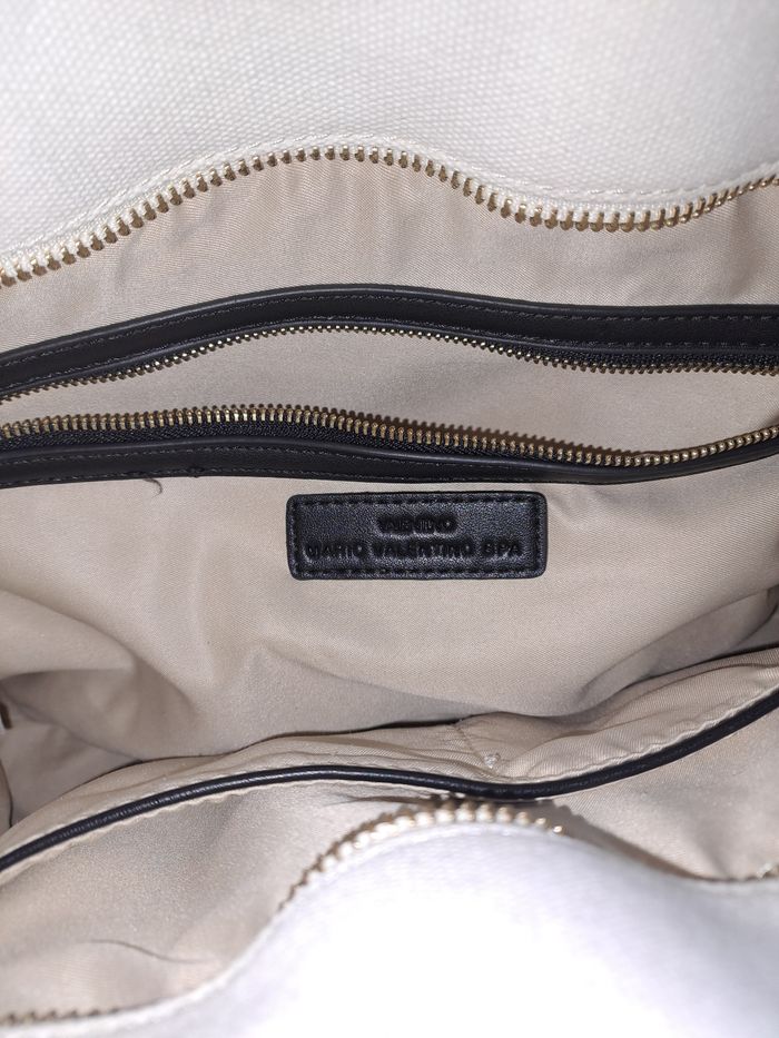 Sac Valentino Garavani - Cabas en toile blanche et cuir noir - photo numéro 6