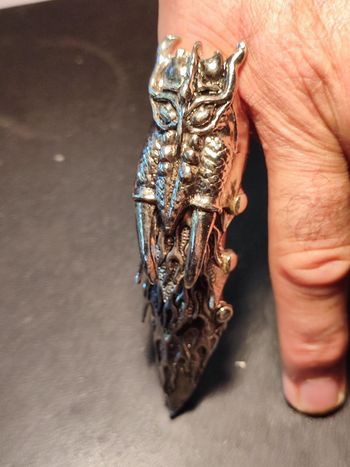 Bague longue en dragon alliage acier argenté