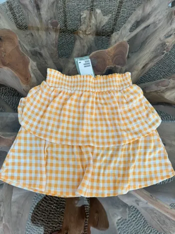 Jupe vichy courte H&M jaune blanc carreaux