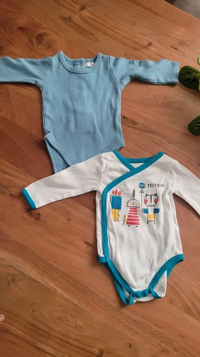 Lot de 2 bodies garçon 1 mois