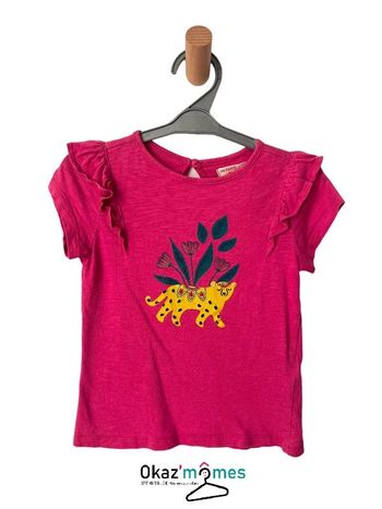 T-shirt rose fuchsia motif guépard - DPAM 5 ans