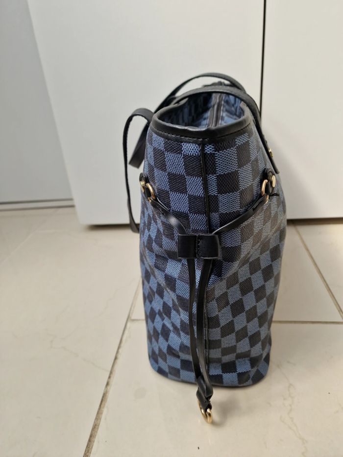 Sac Cabas A Carreaux Noirs Gris Cuir Synthétique - photo numéro 8