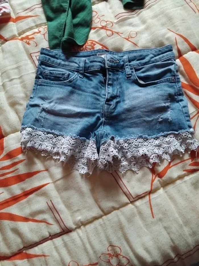 Short en jean avec dentelle
