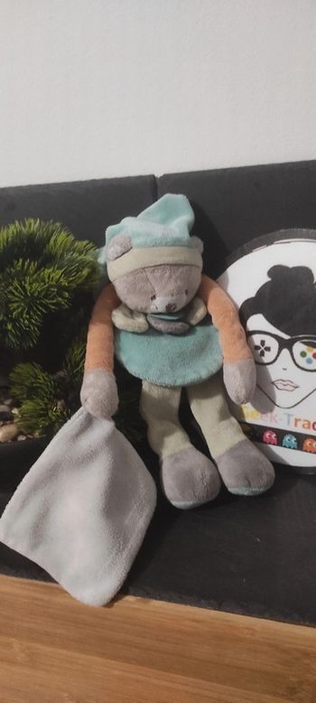 Doudou et compagnie pantin chat pêche menthe collector pétales dc2374 mouchoir