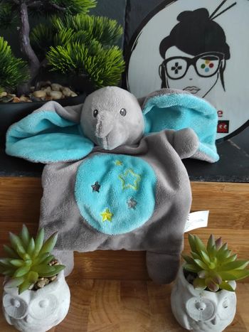 Doudou Knuffel Éléphant Gris Bleu Étoile Nicotoy Peluche Plush #geektradedoudou