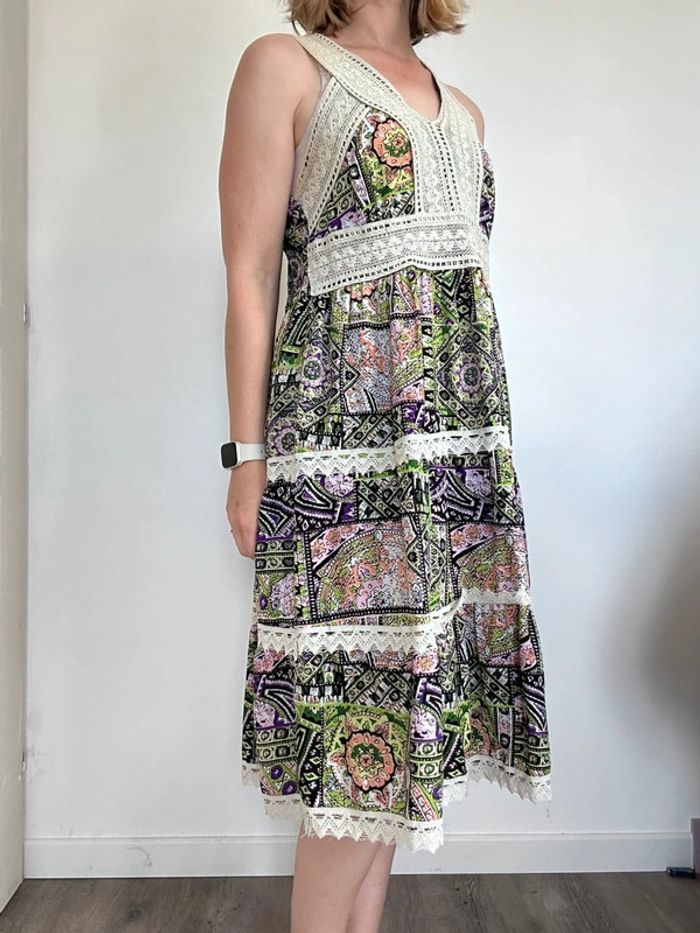 Corte Hindu Robe midi verte à crochet – Taille 38 – Très bon état - photo numéro 7