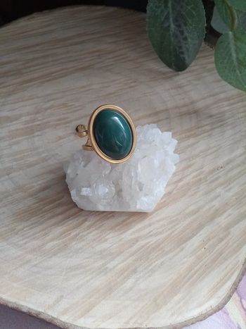 Bague pierre d'agate verte naturelle 💚.