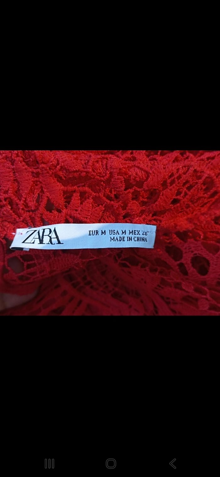 Superbe haut en dentelle Zara rouge taille 38 - photo numéro 8