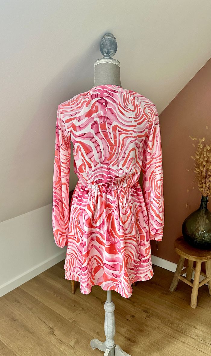 🤍 Robe mi longue blanc & rose love & limonade taille xs 🤍 - photo numéro 4