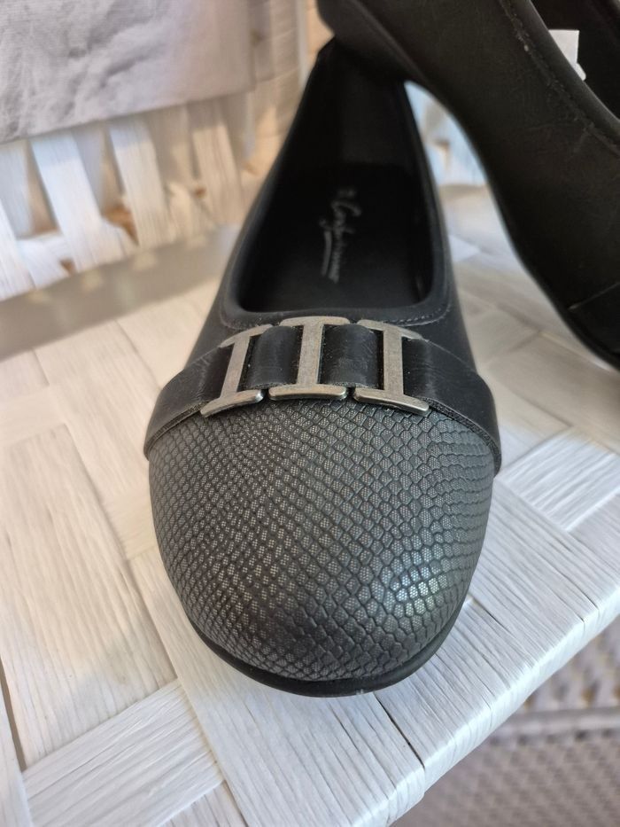 💕Jolie Ballerines noires P38 Comfortissimo - bi-matière chic femme 💕 - photo numéro 2