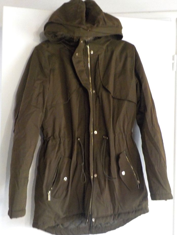 PARKA MARRON A CAPUCHE PIMKIE TAILLE 38