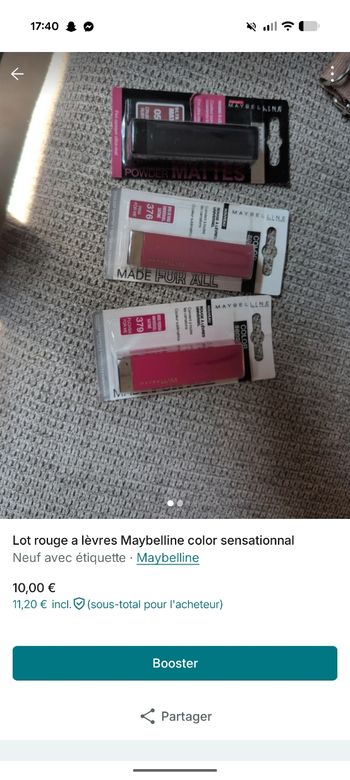 Lot rouges a lèvres Maybelline