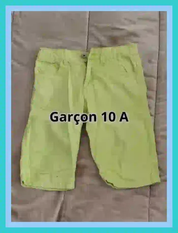 Pantacourt Inextenso jaune vert garçon 10 ans  7513981017