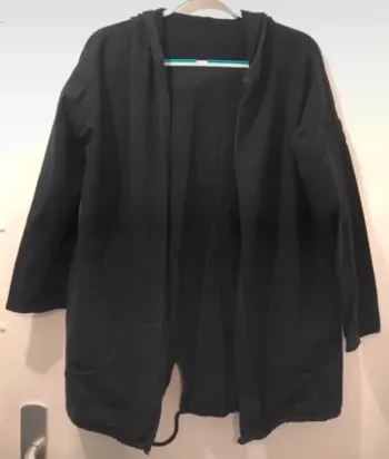 Veste unisexe demie saison capuche manche longue noir argenté taille XL
