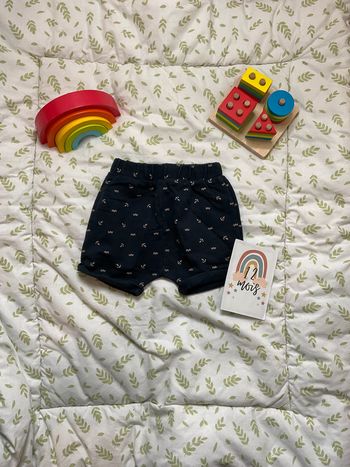 short en coton bleu marine motifs ancres 12 mois kiabi