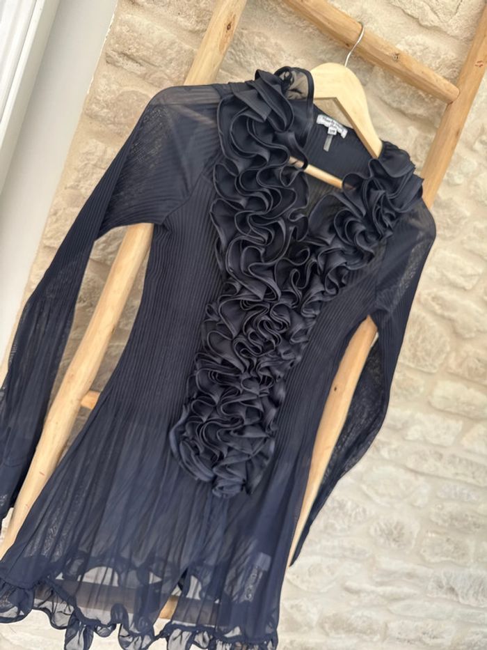Top chemisier à volant bleu marine Taille S/M - 5 € - photo numéro 4