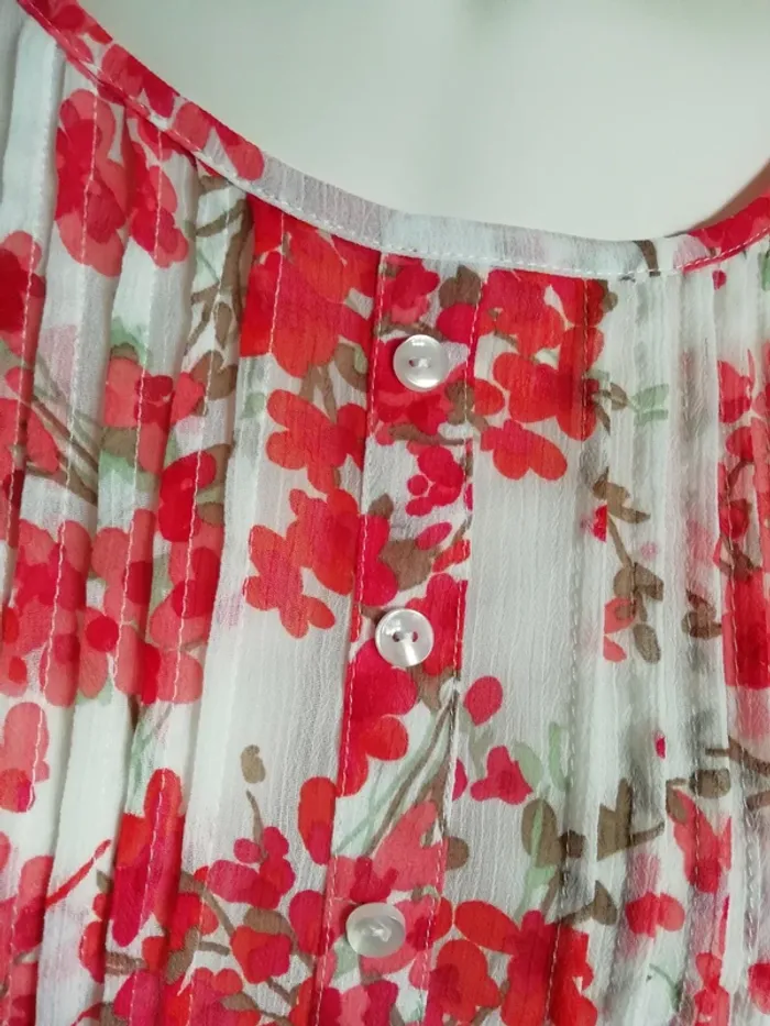 Blouse top voile printemps été chic fleurs flower rouge red - photo numéro 2