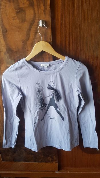 Tee shirt manches longues lilas avec dessin