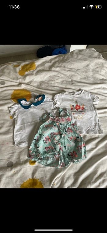 Lot teeshirt bébé fille
