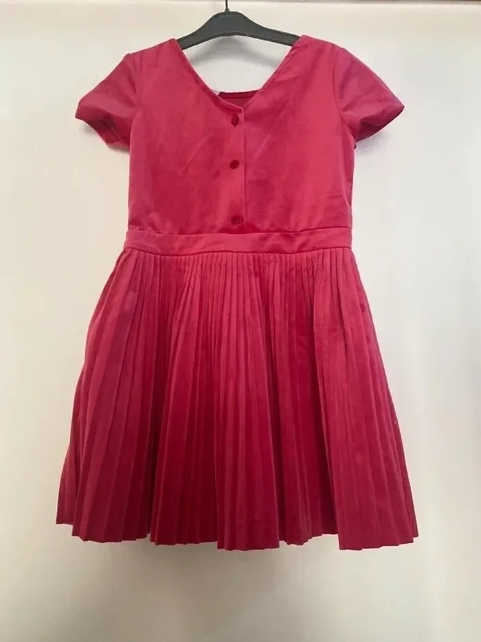 Superbe robe cérémonie fête Okaidi en velours rose taille 6 ans Neuve - photo numéro 4