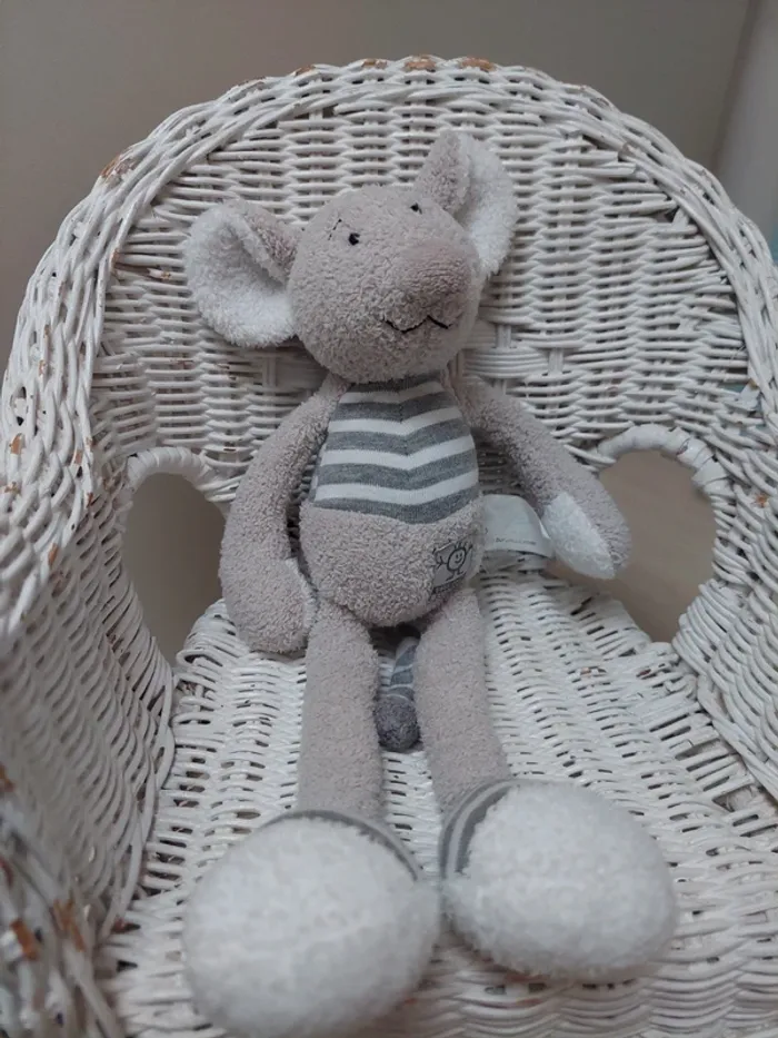 Nicotoy - peluche doudou souris grise buromac