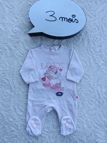 Pyjama grenouillère velours Fille 3 mois Minnie Love Friends hugs Disney Baby
