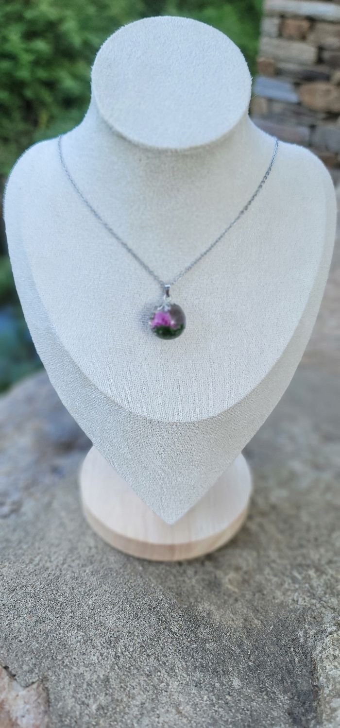 Collier fleurs séchées en acier inoxydable - photo numéro 4