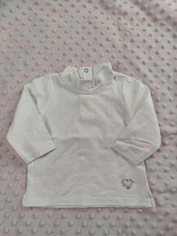 Sweatshirt blanc petit col pik ouic taille 6 mois 