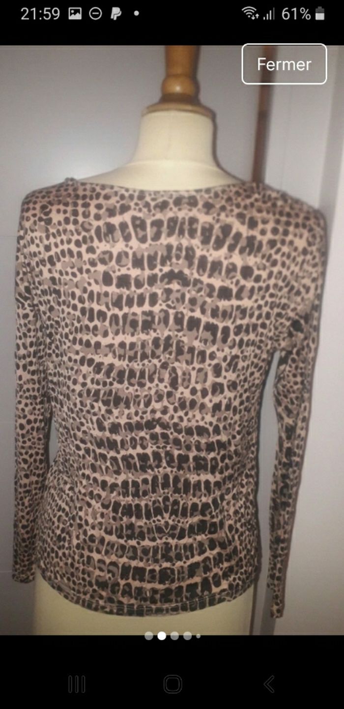 Superbe top femme maille fluide imprimé léopard Majestic filatures taille M - photo numéro 2