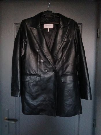 Manteau mi-long noir simili cuir 40/L - BCBGénération