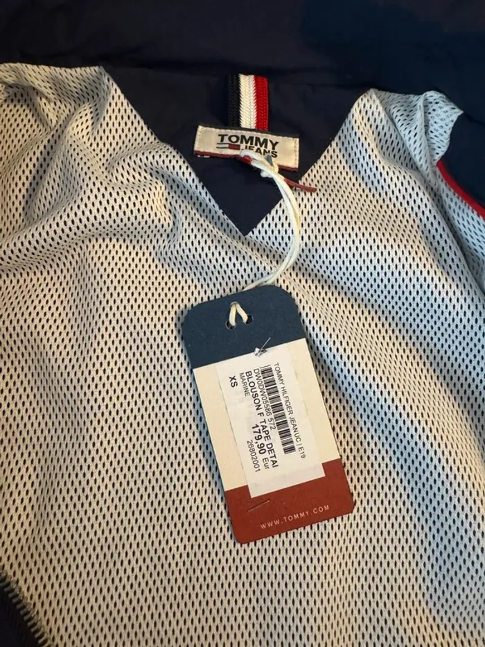 Veste Tommy Jeans blouson tape detail bleu marine neuve avec étiquette taille XS - photo numéro 6