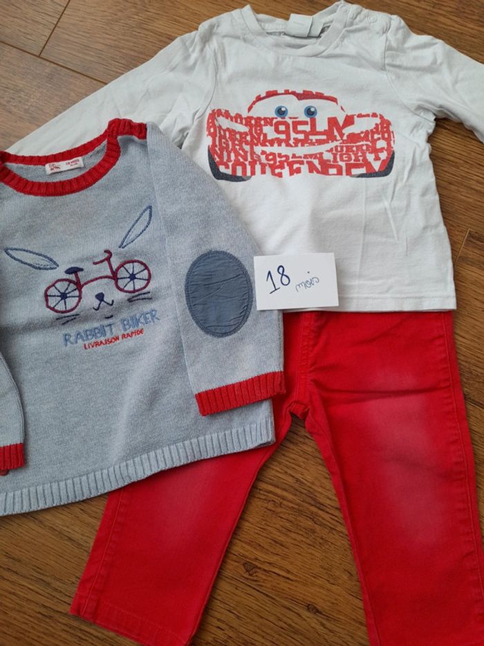 Ensemble 3 pièces Disney cars et dpam 18 mois