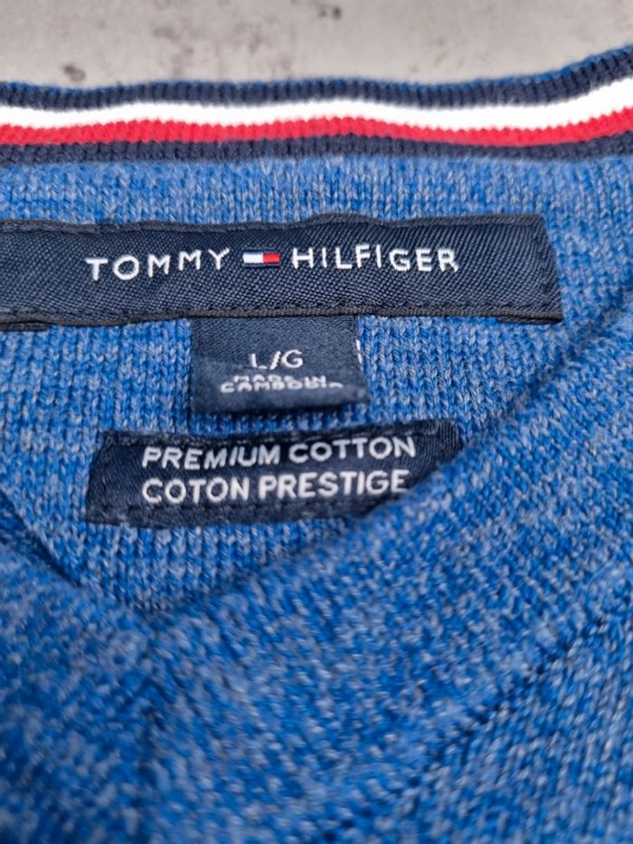 Pull col V Tommy Hilfiger bleu – Taille L Homme - photo numéro 5